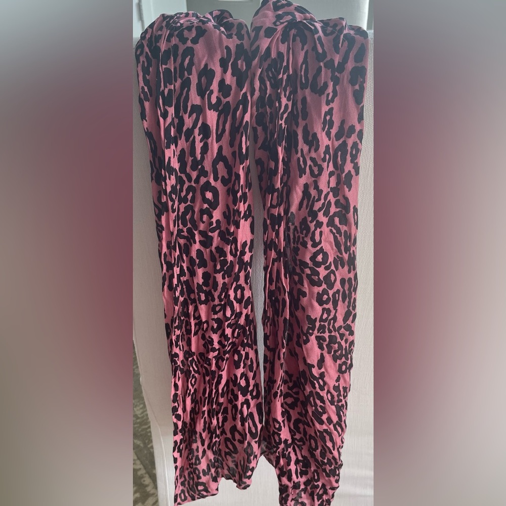 CAbi Wild Leopard Print Scarf in Pink and Black - Picture 4 of 5